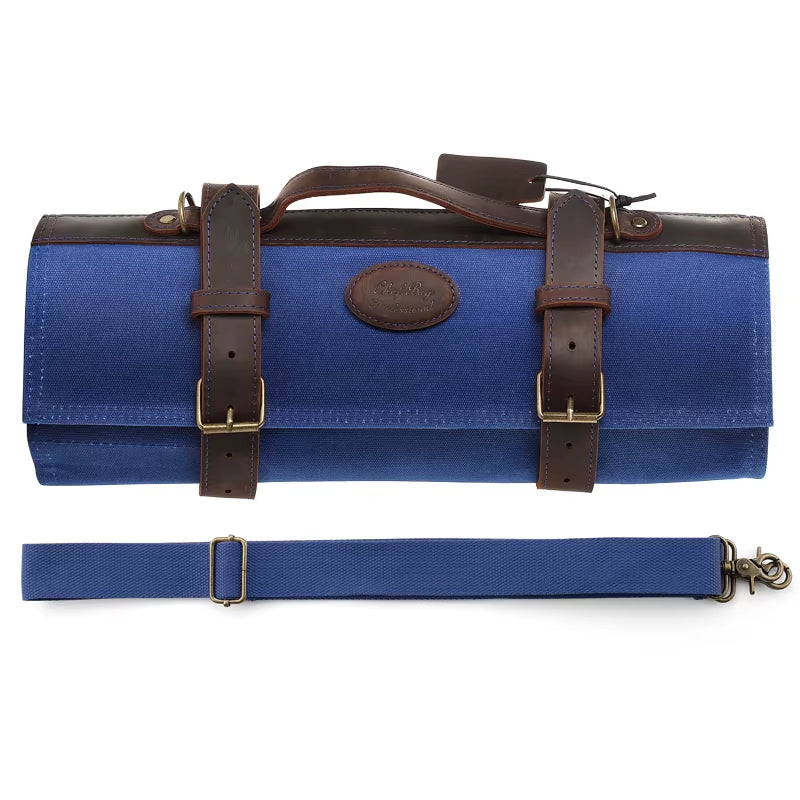 Knife Roll Bag Oil Wax Canvas Crazy Horse Leather