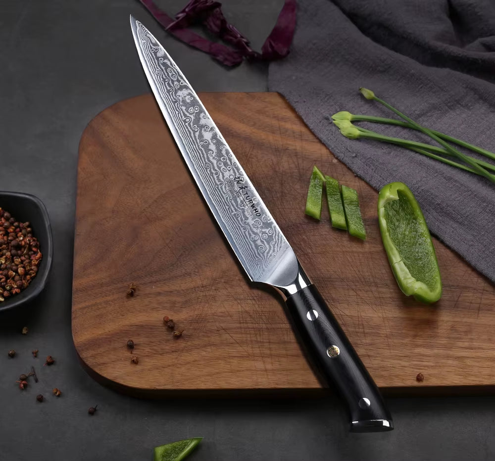 8 Inch Slicing Knife Japan Damascus Steel Professional Sashimi Sushi Chef's Knives