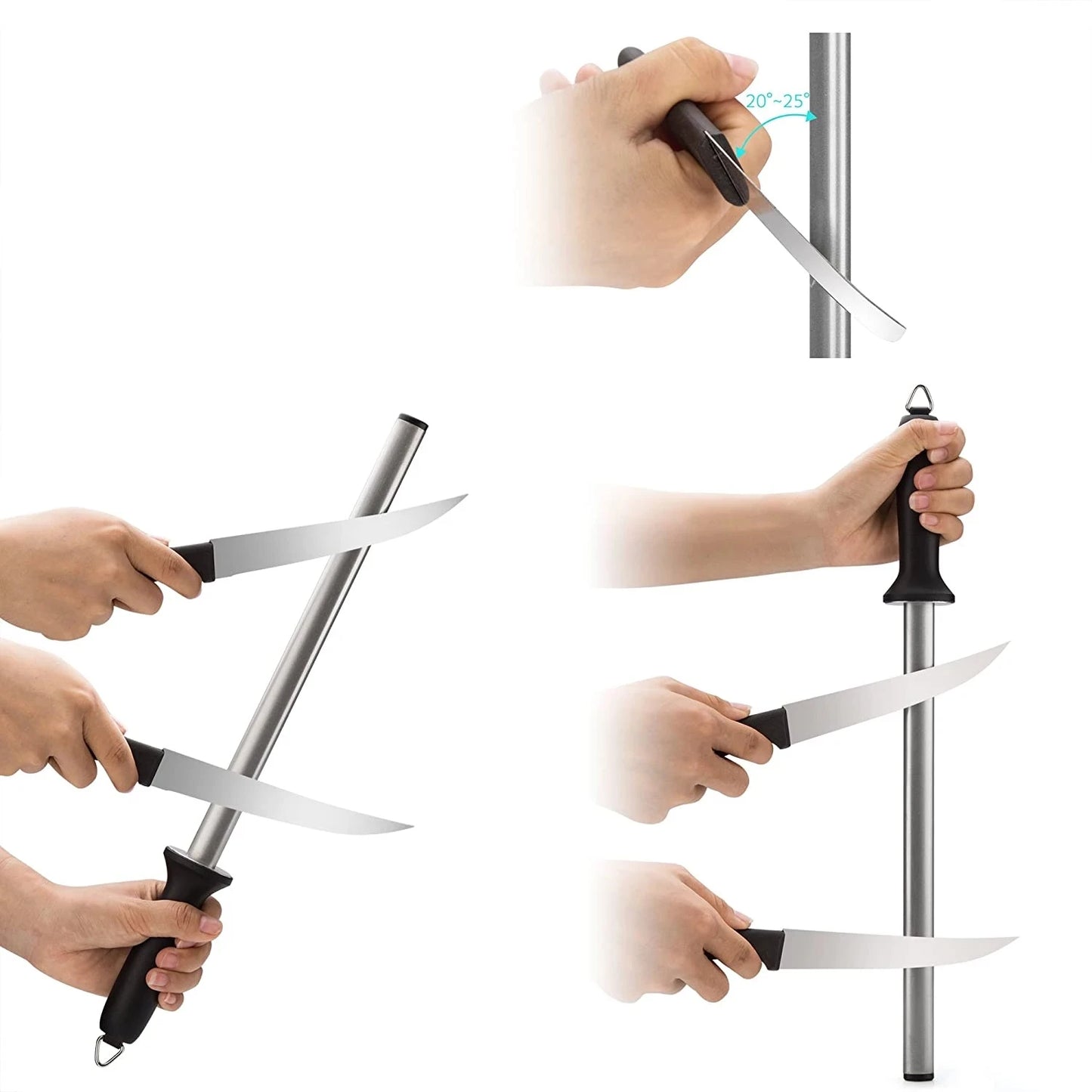 12Inch Diamond Knife Sharpener Rod,Professional Sharpening Steel