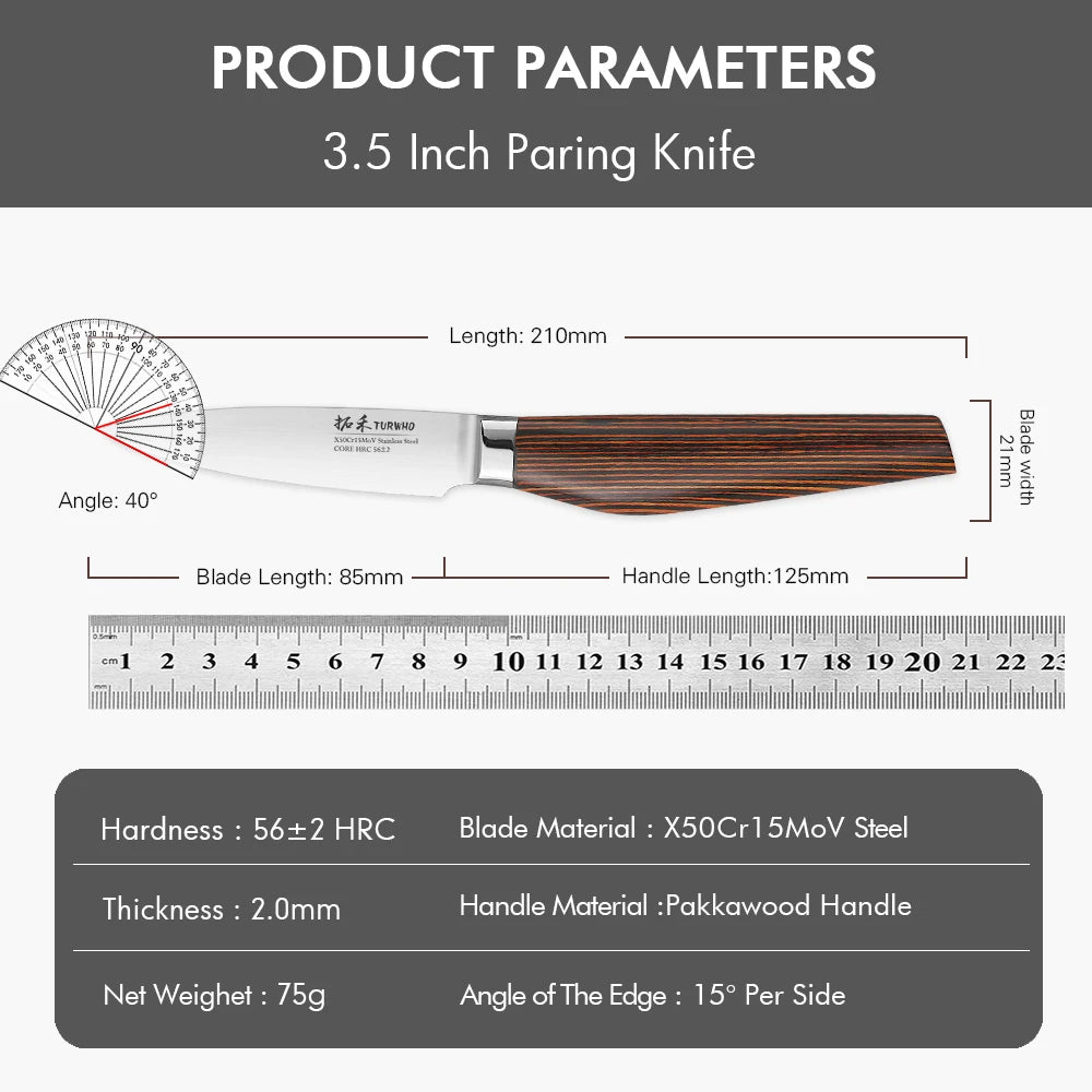 3.5" Paring Knife High Carbon Stainless Steel X50Cr15Mov