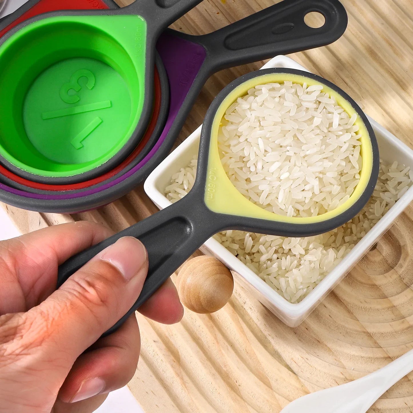 Silicone Measuring Cup Measuring Spoon 4/8Pcs Collapsible Ingredients Measuring Tool Baking Cookingkitchen Gadgets