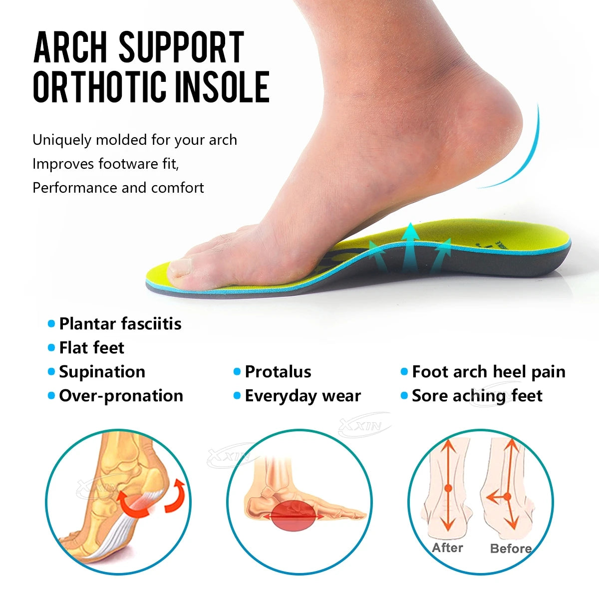 Arch Support Insole Orthopedic Insole Men Women Sport Shoe Insert Flat Foot Shoe Pad Size35-46