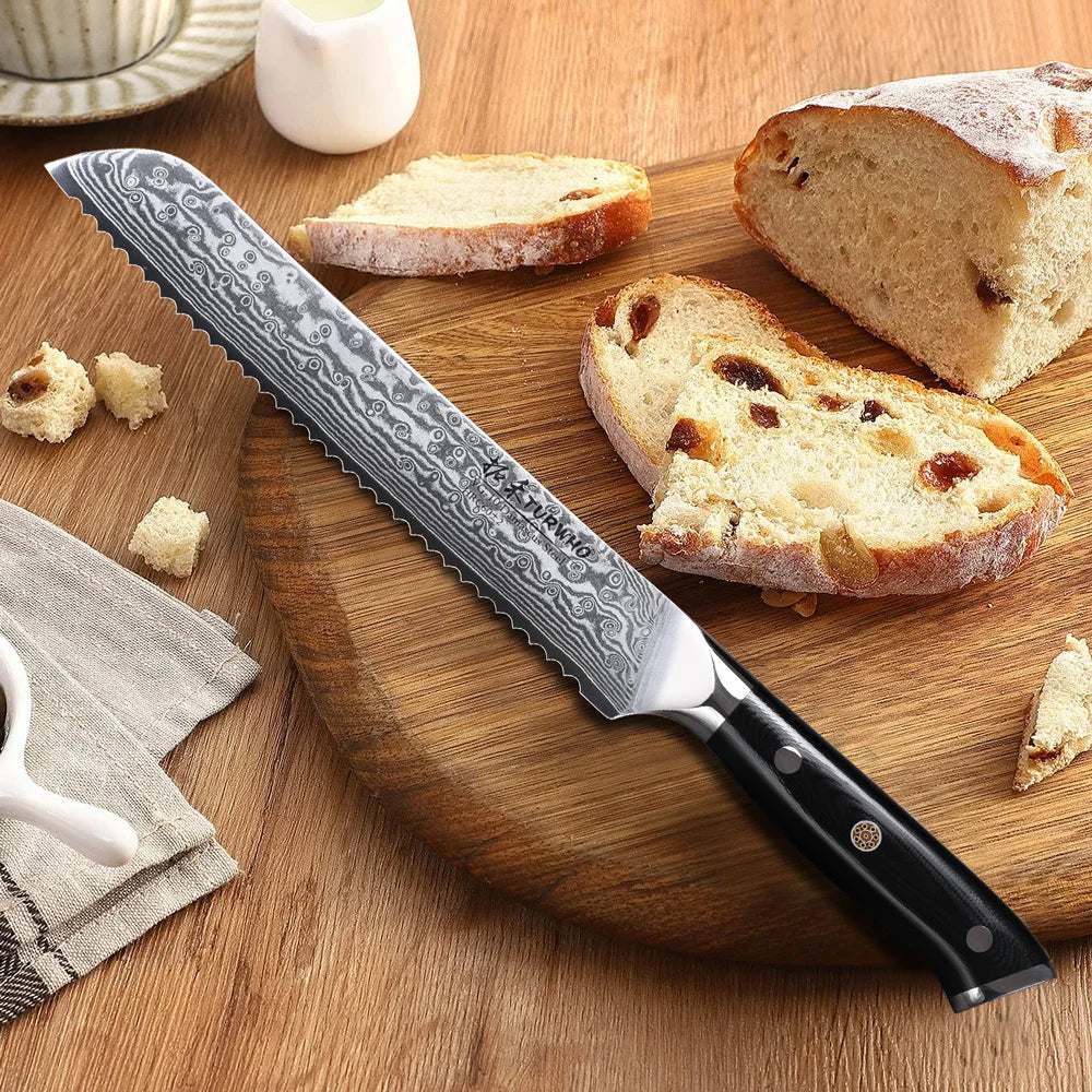 8 ” Bread Knife 67 Layer Damascus Steel VG10 Steel Core