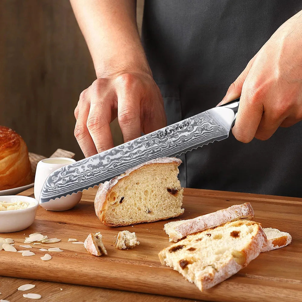 8 ” Bread Knife 67 Layer Damascus Steel VG10 Steel Core