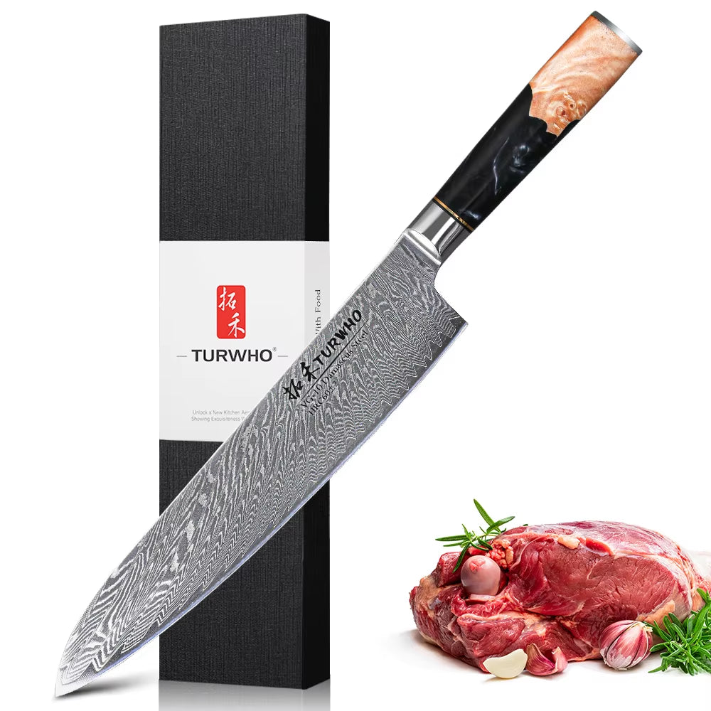 9.5 Inch Chef Knife Japanese 67 Layers Damascus Steel Kitchen Knives VG10 Core Gyuto Knife