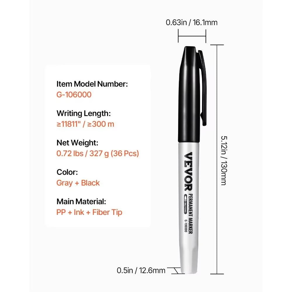 Ultimate Permanent Marker Set 36-Pack Black Fine Tip Waterproof Fade Resistant