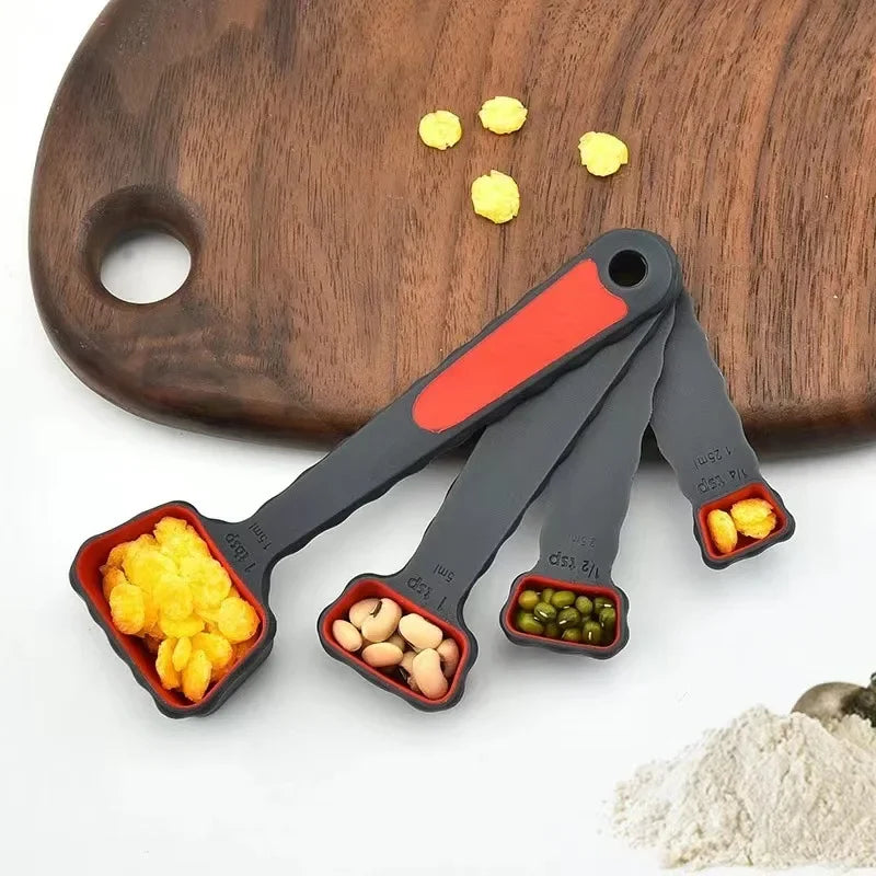 Silicone Measuring Cup Measuring Spoon 4/8Pcs Collapsible Ingredients Measuring Tool Baking Cookingkitchen Gadgets