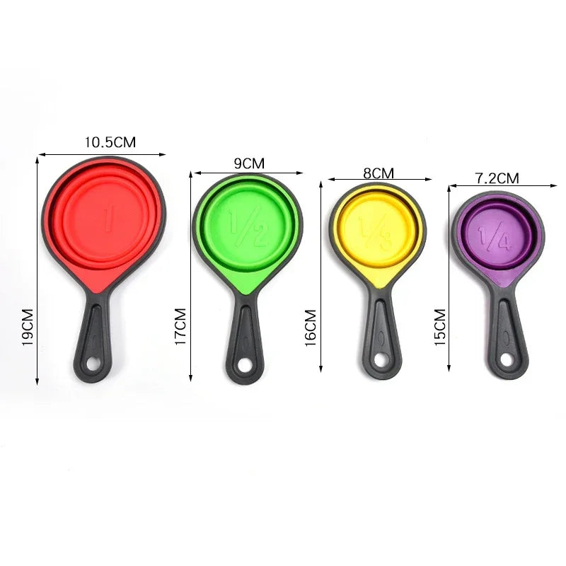 Silicone Measuring Cup Measuring Spoon 4/8Pcs Collapsible Ingredients Measuring Tool Baking Cookingkitchen Gadgets