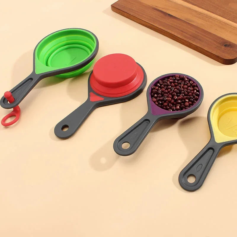 Silicone Measuring Cup Measuring Spoon 4/8Pcs Collapsible Ingredients Measuring Tool Baking Cookingkitchen Gadgets