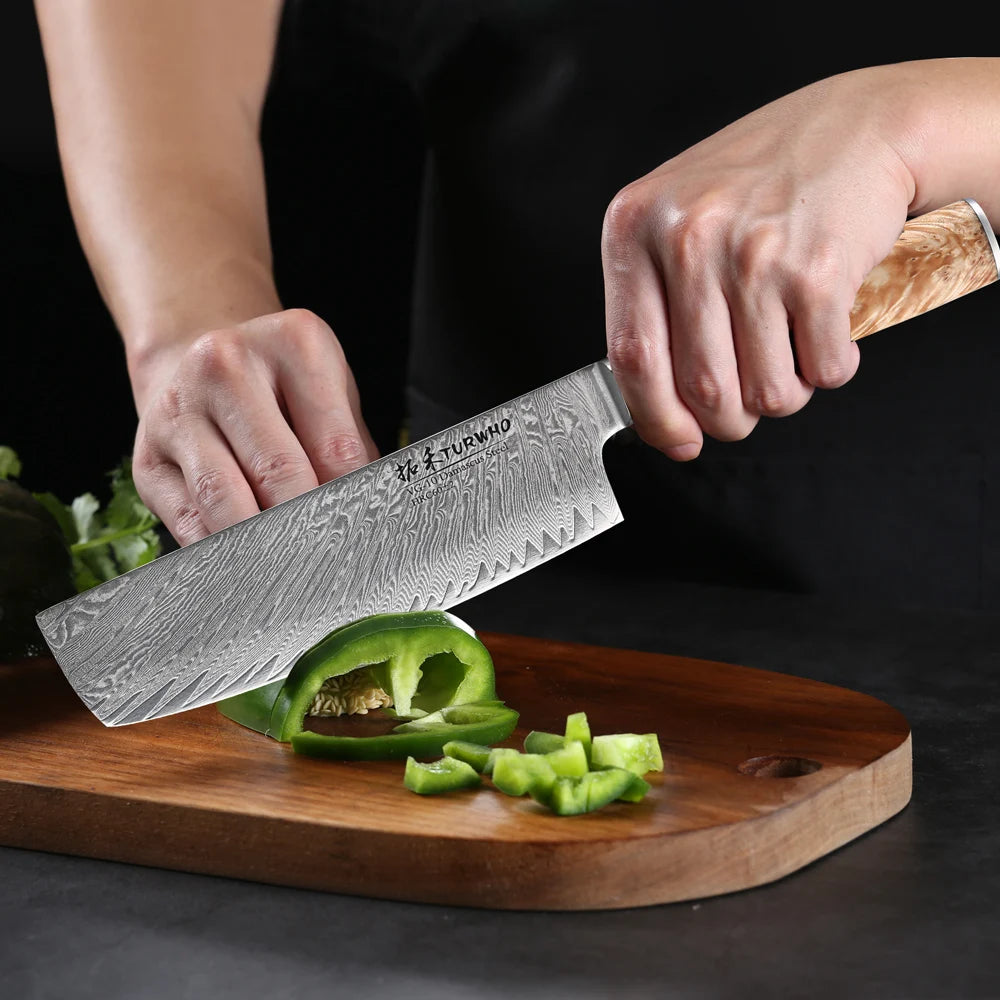 7 Inch Professional Nakiri Knife Kitchen Knife Japanese VG10 Japan Damascus Stainless Steel Chef Vegetables Cutting Tools