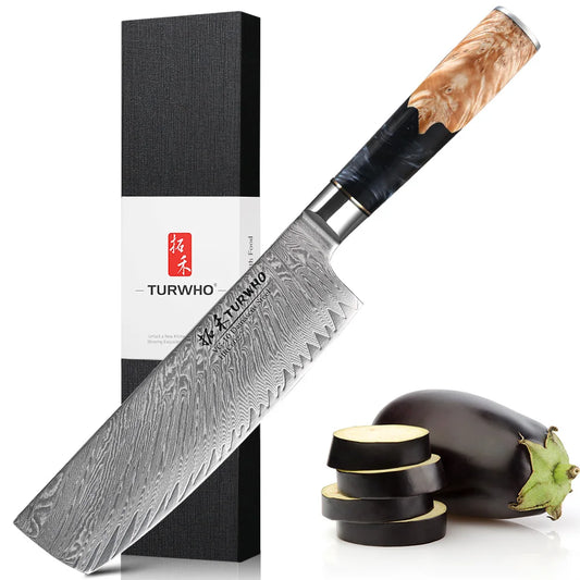 7 Inch Professional Nakiri Knife Kitchen Knife Japanese VG10 Japan Damascus Stainless Steel Chef Vegetables Cutting Tools