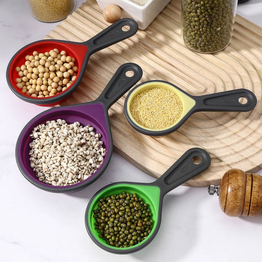 Silicone Measuring Cup Measuring Spoon 4/8Pcs Collapsible Ingredients Measuring Tool Baking Cookingkitchen Gadgets