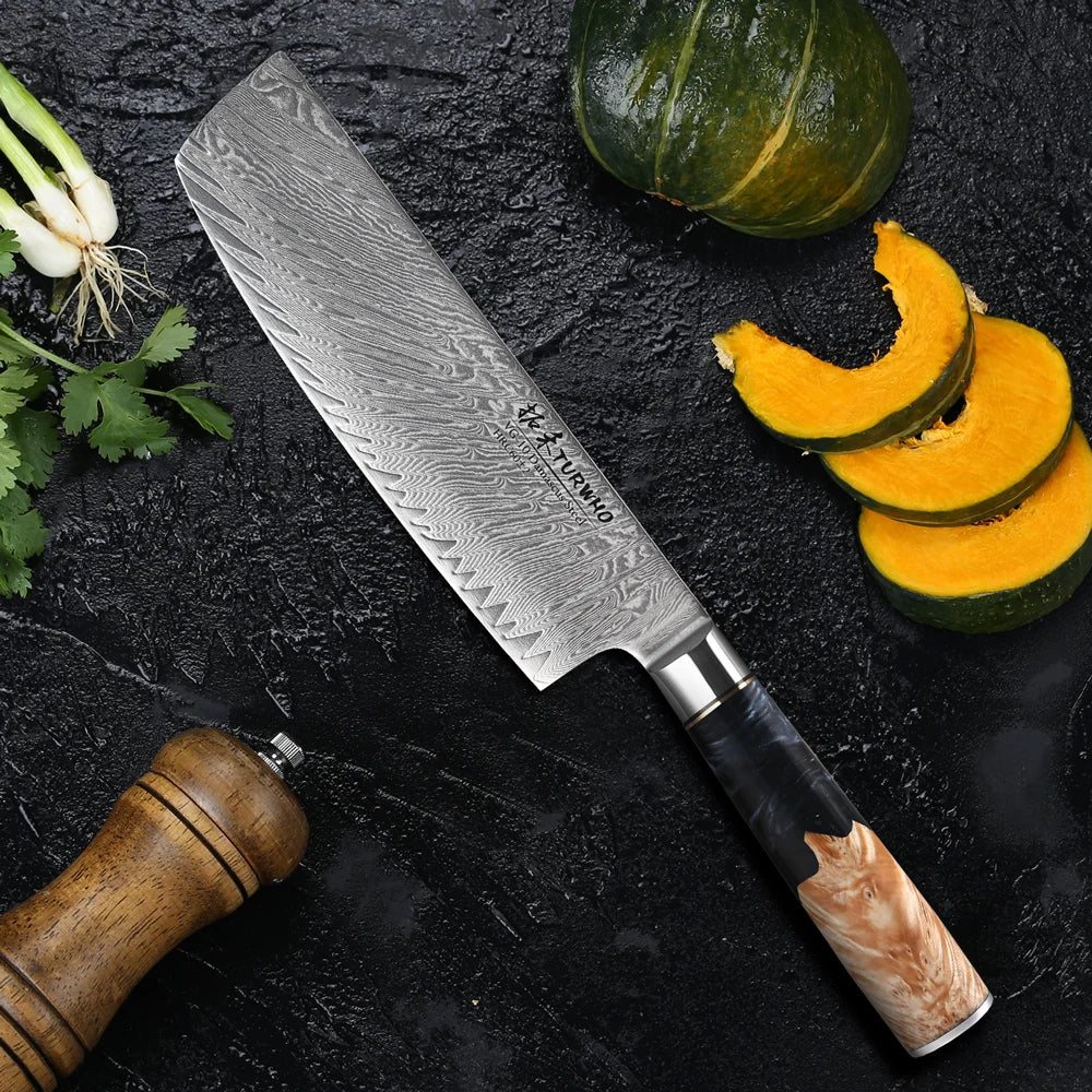 7 Inch Professional Nakiri Knife Kitchen Knife Japanese VG10 Japan Damascus Stainless Steel Chef Vegetables Cutting Tools